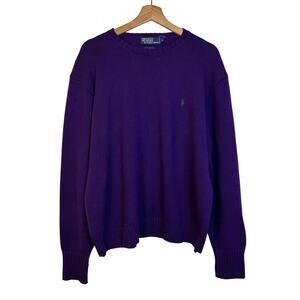 Polo by Ralph Lauren Crew Neck Knit Sweater Size XL Purple Preppy Cotton Pony